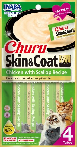 Inaba Cat Churu Skin & Coat Chicken & Scallop  |   Cat Treats Cat Treats Cat Treats