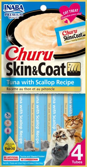 Inaba Cat Churu Skin & Coat Tuna & Scallop  |   Cat Treats Cat Treats Cat Treats