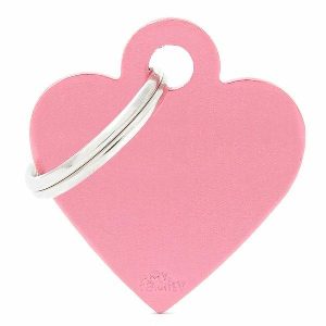 Pet Id Tag Aluminium Pink Heart Small  |   Dog Tags Charms Dog Dog Tags Charms