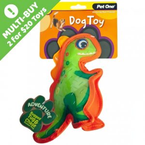 Pet One Adventure Squeaky Dinosaur Green  |   Dog Toys Dog Dog Toys