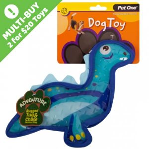 Pet One Dog Toy Adventure Squeaky Dinosaur Blue  |   Dog Toys Dog Dog Toys