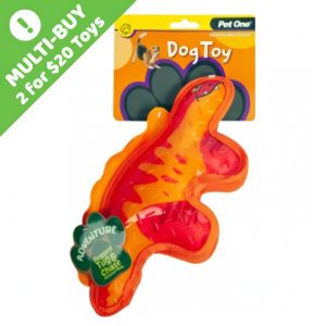 Pet One Dog Toy Adventure Squeaky Dinosaur Red  |   Dog Toys Dog Dog Toys