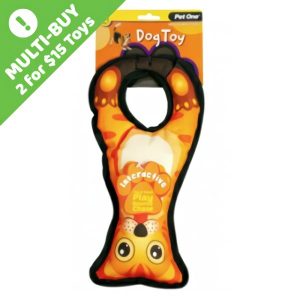 Pet One Dog Toy Interactive Squeaky Tug Ring Cat Orange  |   Dog Toys Dog Dog Toys