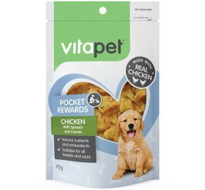 Vitapet Pocket Rewards Chicken, Spinach & Carrot 70G  |   Dog Training Dog Dog Training